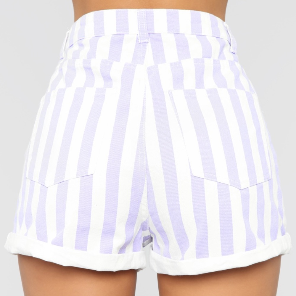 Striped Lavender Denim Shorts
